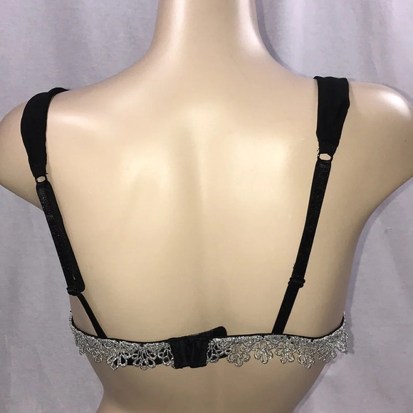 Dreamgirl Size Small silver bedazzled trim top with black thong New Without Tags - Picture 6 of 9